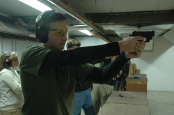 Student engaged in live fire during an Advanced Defensive Shooting and Tactics Class